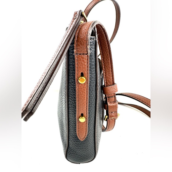 Fossil Black Pebbled Leather Small Crossbody Bag Brown Leather Trim shs1938 - Picture 6 of 12